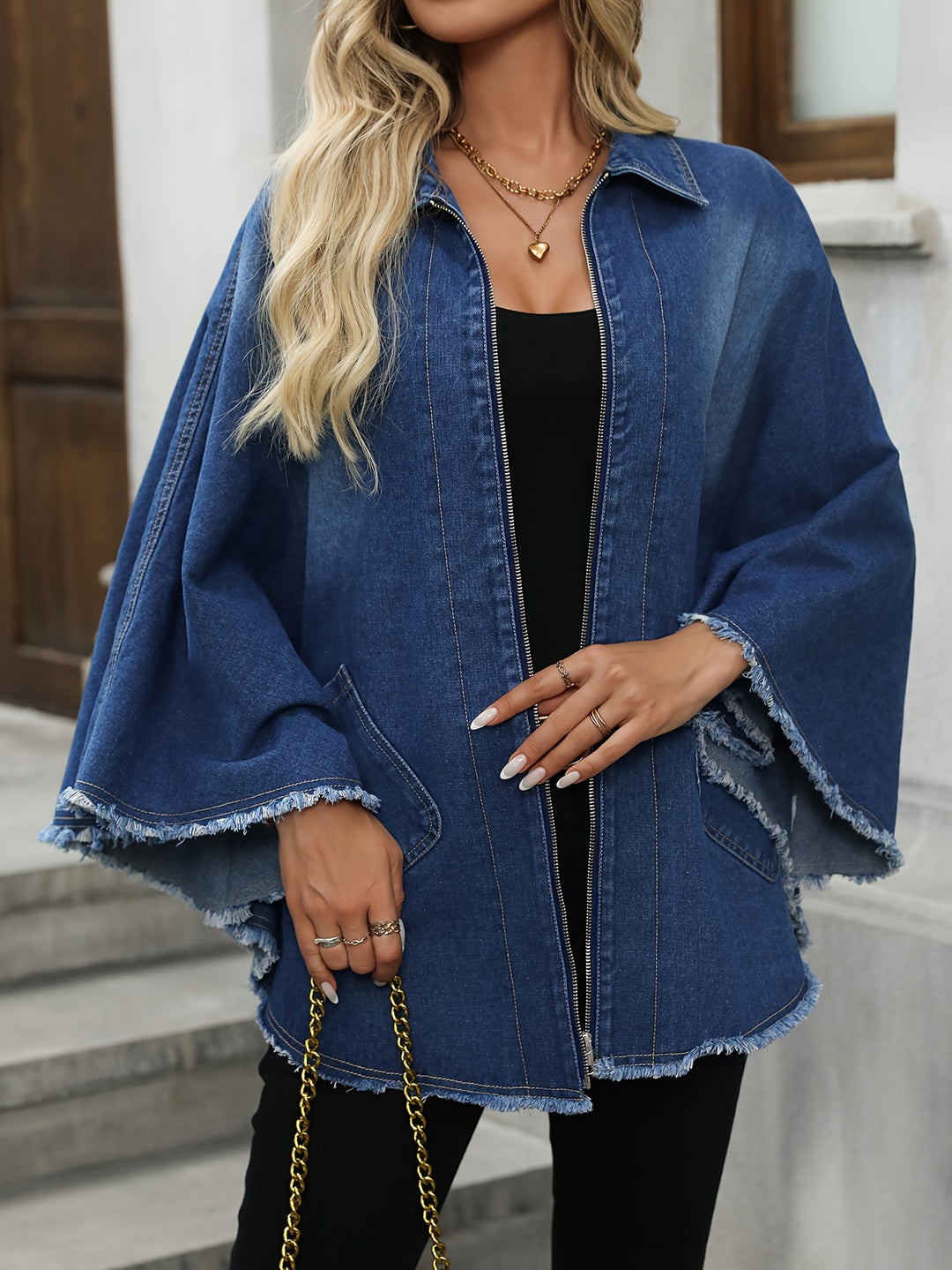 Chic Flow Cape Jacket – Elegant Lightweight Oversized Top