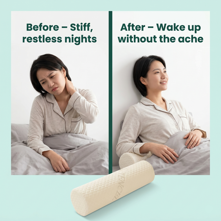 NeckRoll Support Pillow – Cervical Memory Foam Pillow for Neck Pain Relief