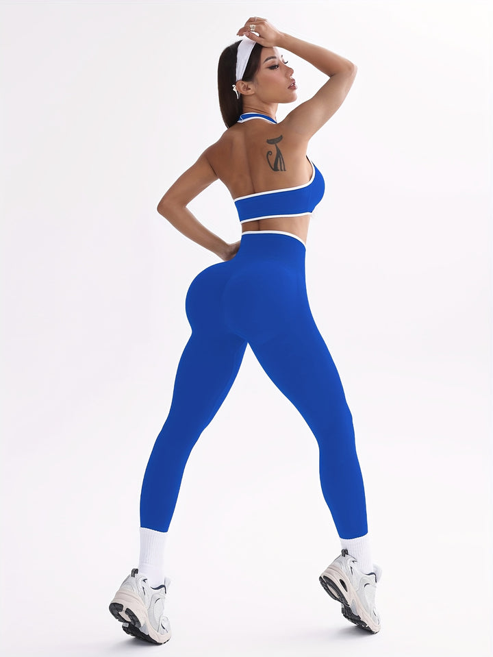 SculptFlex Seamless Yoga Set – Push-Up Sports Bra & High-Waist Tummy Control Leggings