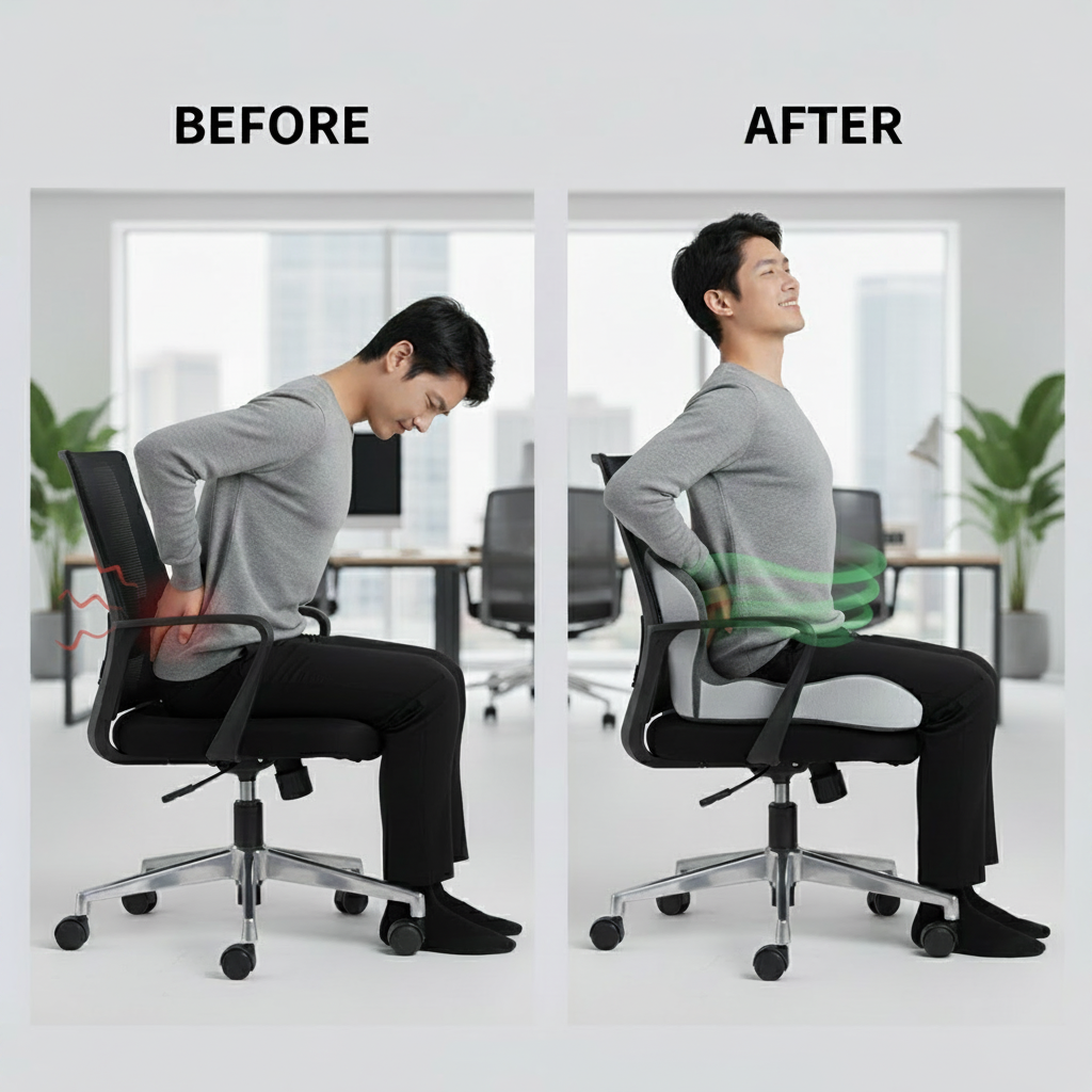 Ergonomic L-Shape Seat Cushion – Memory Foam Coccyx & Tailbone Support