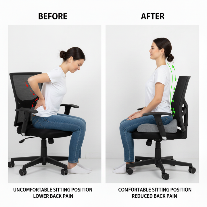 Orthopedic Seat Cushion | Memory Foam Tailbone & Sciatica Pain Relief