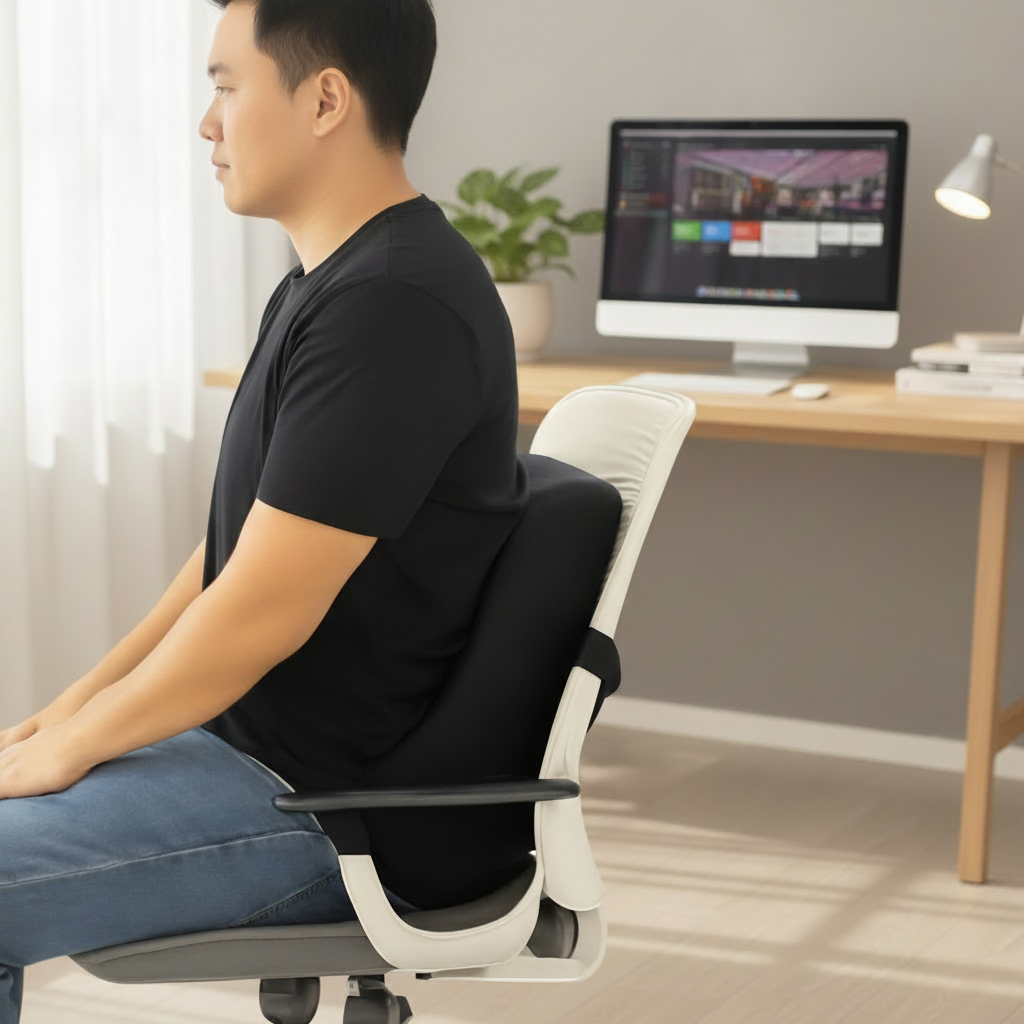 Lumbar Support Cushion – Memory Foam Back Support for Office Chairs