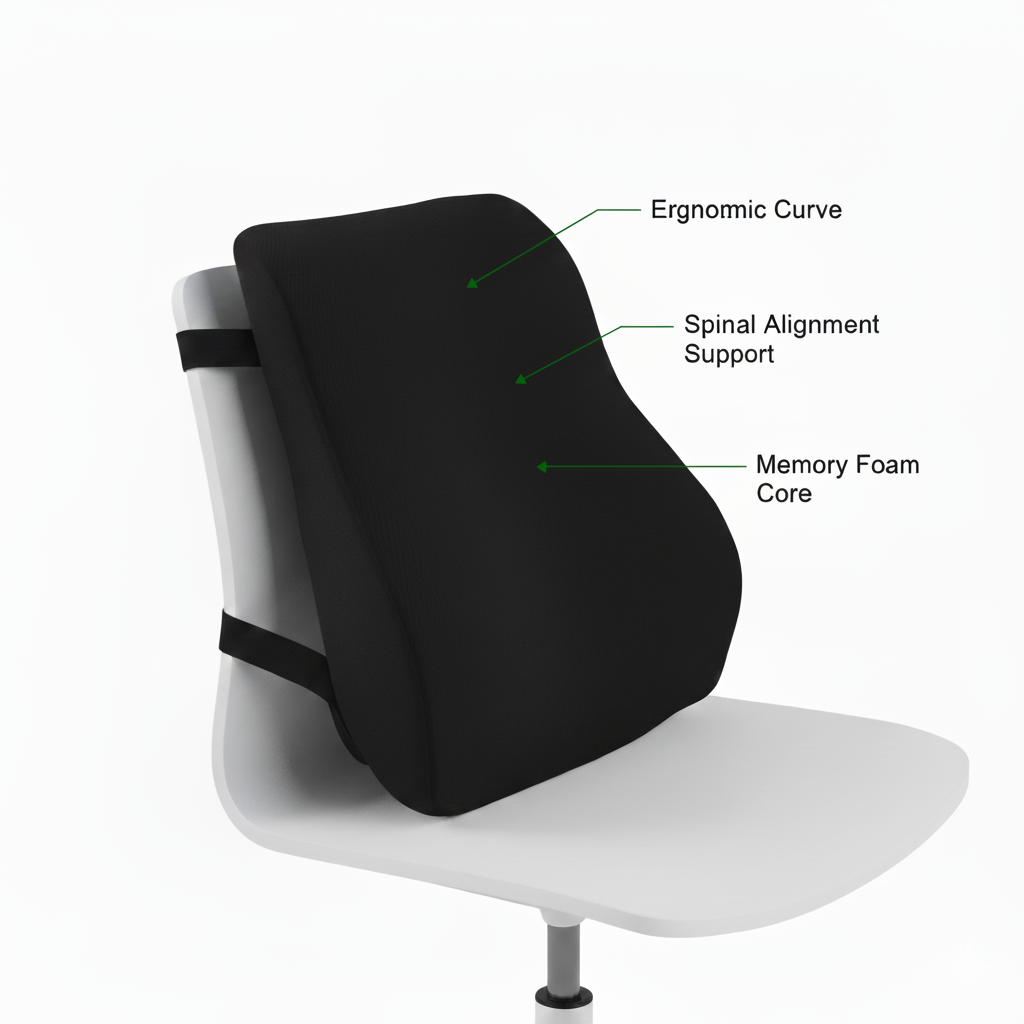 Lumbar Support Cushion – Memory Foam Back Support for Office Chairs