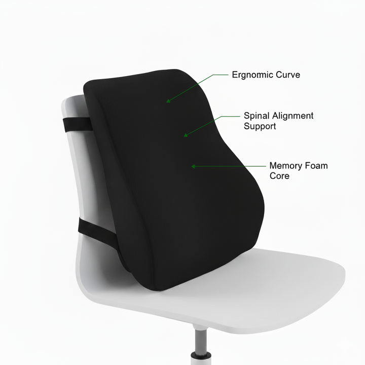Lumbar Support Cushion – Memory Foam Back Support for Office Chairs